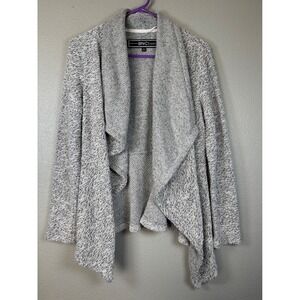 BNCI Blanc Noir Women's Drape Front Cardigan Sweater Gray Medium Open‎ Front